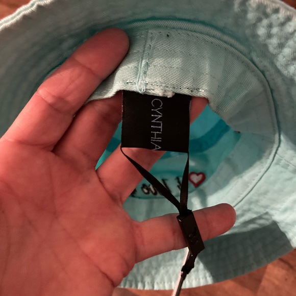 NWT Cynthia Rowley Turquoise “I love you” bucket hat children size/ small adult - Picture 4 of 7